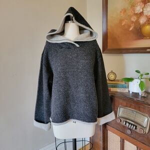 Vintage Woolrich Black Gray Wool Hooded Sweater Large